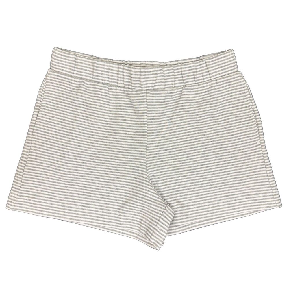 J.CREW Striped Terry Shorts M Light Gray White Knit Pockets Casual NWT B82